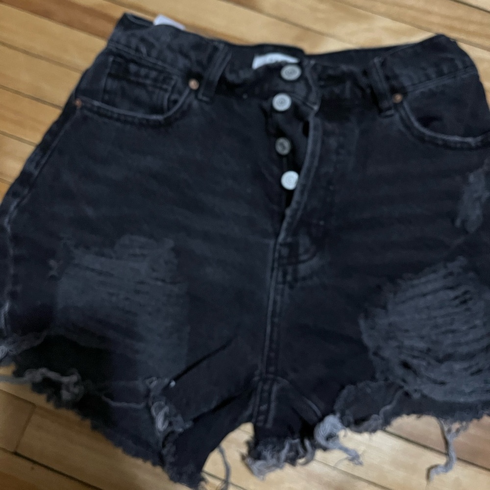 Worn twice, pac sun black ripped high wasted jean shorts